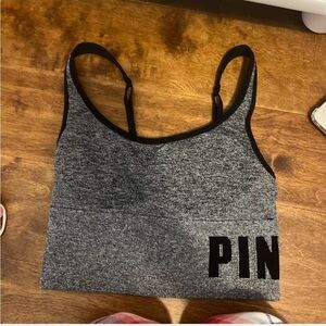 PINK Victoria's Secret Heather Gray & Black Seamless Bralette Tank
